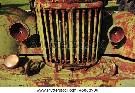 stock photo The front of an old rusty car