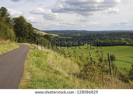 Path on North Downs near Dorking in Surrey. England. Looking north.