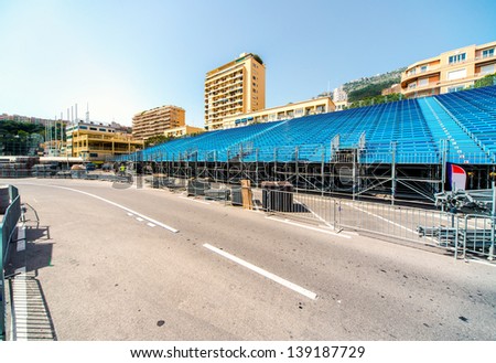 Tribune. Preparation to Formula 1 Monaco Grand Prix