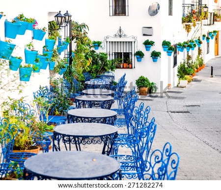 Mijas street. Charming white village in Andalusia, Costa del Sol. Southern Spain