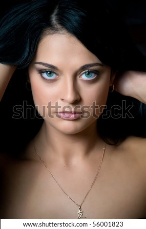 stock photo Young beautiful woman with perfect natural makeup