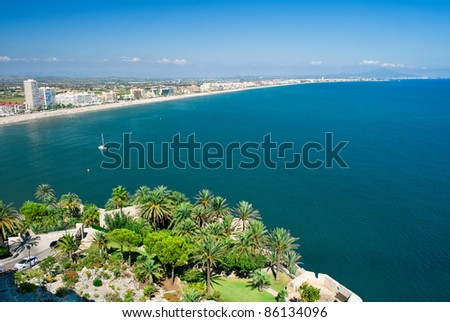 Beautiful landscape, view from Peniscola castle in Spain