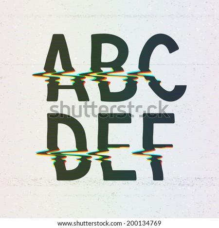 Vector CMYK Print Distortion Glitch Font from A to F Vector CMYK Print Distortion Glitch Font from A to F