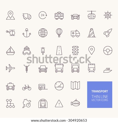 Transportation Outline Icons for web and mobile apps