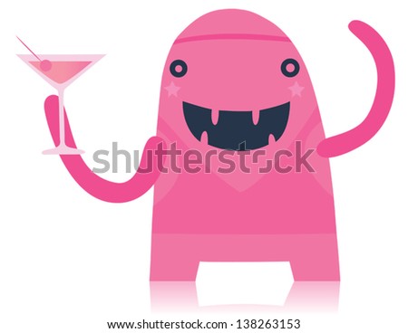 Pink Party Monster with Cocktail