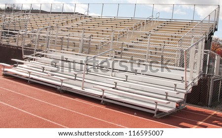 Empty Bleachers of  High School Football and track and Field Stadium