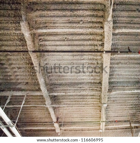 Industrial fire retardant insulation installed in the sloping ceiling