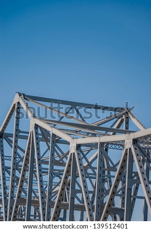 Steel Bridge support and details. steel structure or Steel truss design close-up