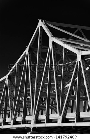 Bridge Abstract. Steel Bridge support and details. steel structure or Steel truss design close-up