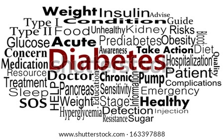 Diabetes awareness and cause concept with word collage