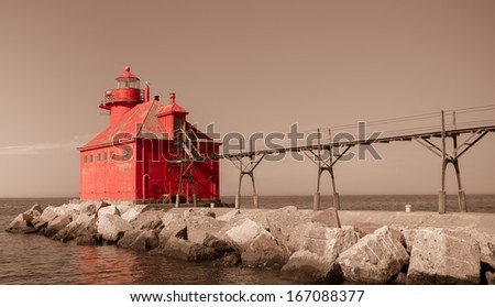 Lighthouse at Sturgeon Bay Ship Canal Pierhead , Door County , Wisconsin