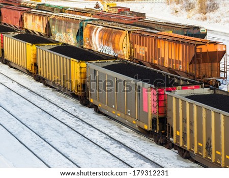 Coal train wagons