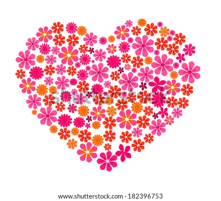 Elegant Love heart background made out of flowers. Valentine\'s day or Mothers day