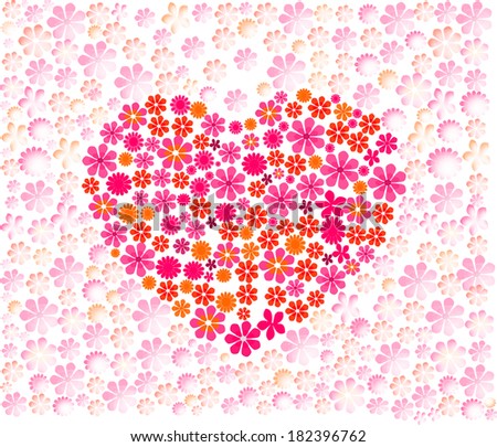 Mothers day elegant Love heart background made out of  spring flowers