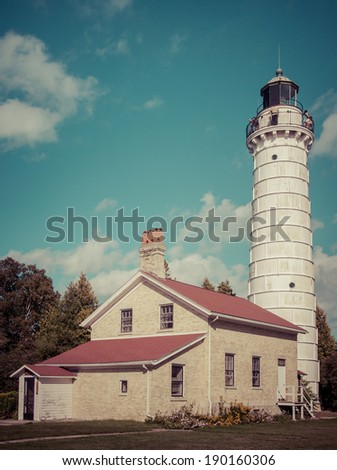 LIghthouse tower at Cana Island in Door County , Wisconsin. Instagram processing.
