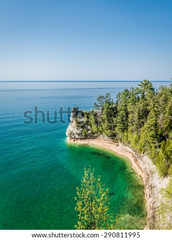 Miners Castle rock formation on Lake Superior, as ssen from Miners Castle overlook near Munising, Pictured Rocks National Lake shore