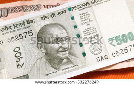 Indian Currency, with new 500 Indian rupee currency, published on November 9.