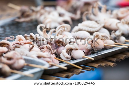 The Nice seafood barbecue of grilled squid