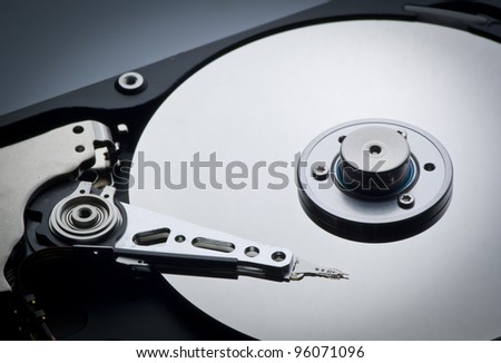 hard disk internal detail with magnetic head