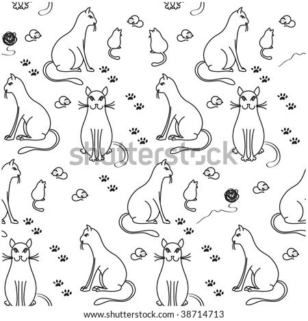 Cats And Kittens Cartoon. cats, kittens and mice