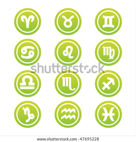 pictures of zodiac signs. of 12 green zodiac signs