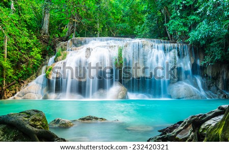 Erawan Waterfall in Thailand National Park