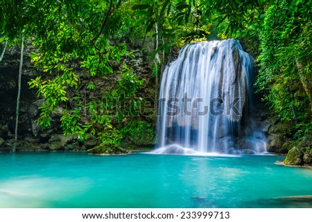 Waterfall in the tropical forest in Thailand
