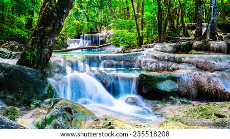 Waterfall in the tropical forest at Thailand National Park