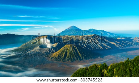 Mount Bromo volcano during sunrise, East Java, Indonesia.