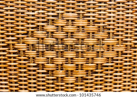 The closeup image of the pattern of woven basket with rattan