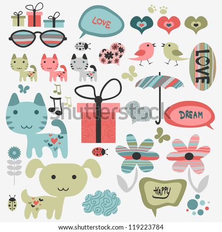 Set of cute scrapbook elements Set of cute scrapbook elements