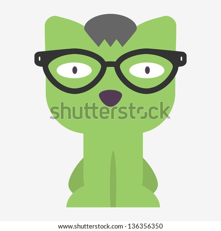 Illustration of a cute kitty in glasses