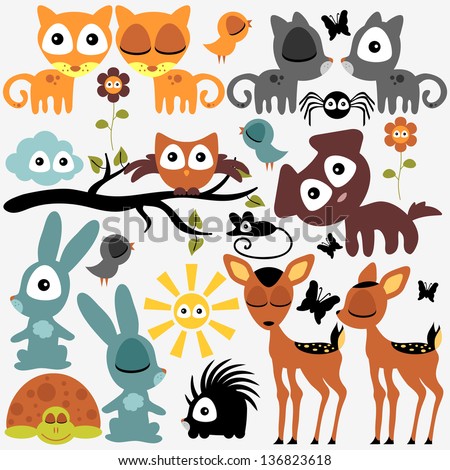 Set of various cute funny animals Set of various cute funny animals