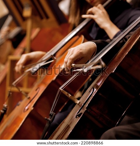 Hands of the man playing the cello