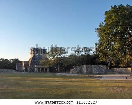 Columns of the kings, Chichen Itza Mayan Ruins in Riviera Maya, Mexico