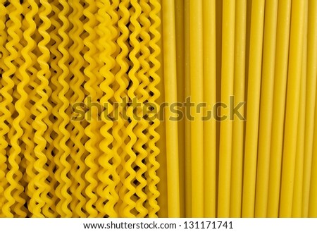two types of Italian pasta /long pasta