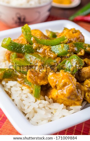 Chicken Jalfrezi - Spicy Indian or Pakistani Curry, with green peppers and hot sauce