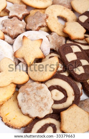 big pile of various cookies background