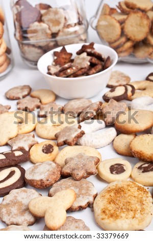 big pile of homemade cookies with various cookie forms
