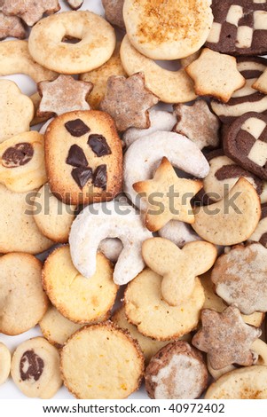 big pile of various cookies background