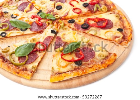 salami and vegetable pizza