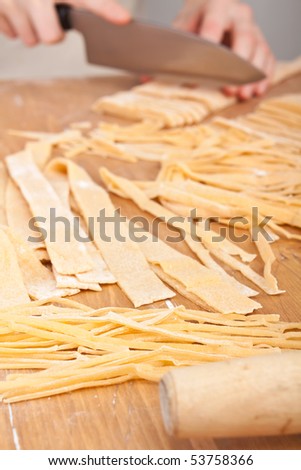 Making Pasta: Cutting Pasta Sheets into Strips
