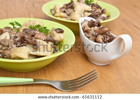 gnocchi with sausage and porcini mushrooms sauce