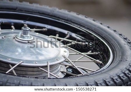 Chrome tire of vintage motobike