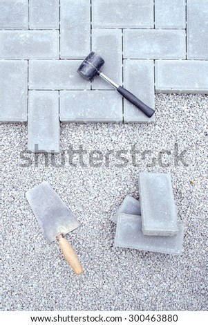 Stone blocks for paving laying down background