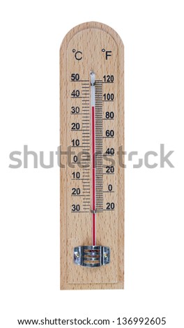 wooden thermometer isolated (with clipping path)
