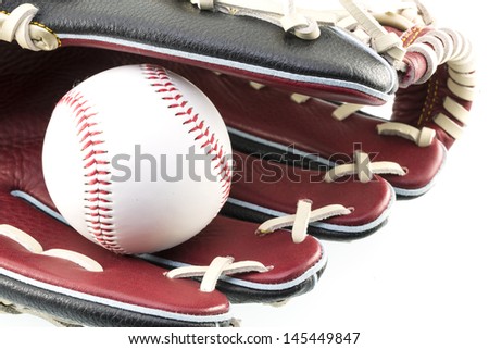 baseball ball in leather glove