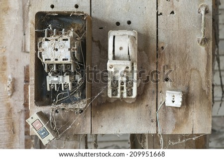 Old Electric Switch on wood plate