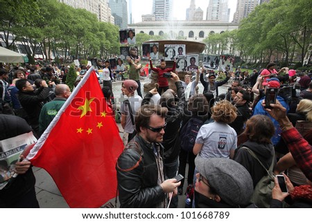 NEW YORK CITY - MAY 1 : Occupy Wall Street activists constitute different interests gathering at Bryant Park before marching in honor of International Workers\' Day  on May 1 2012 in New York City.