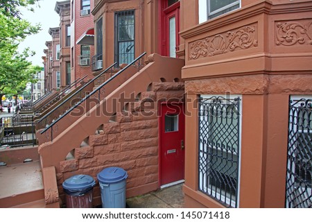 Brownstone Brooklyn/View of brownstone houses in Sunset Park neighborhood of Brooklyn, New York